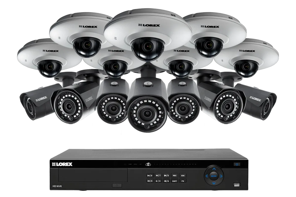 4K NVR System featuring 7 Color Night Vision 2K Cameras and 7 Pan Tilt Audio-Enabled Outdoor Cameras