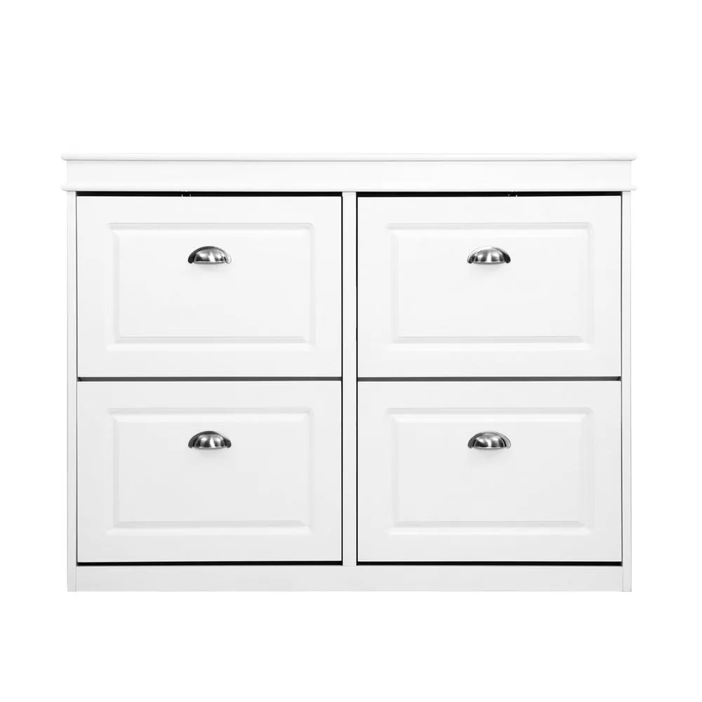 Artiss Shoe Cabinet Shoes Storage Rack Organiser White Shelf Drawer Cupboard 24 Pairs