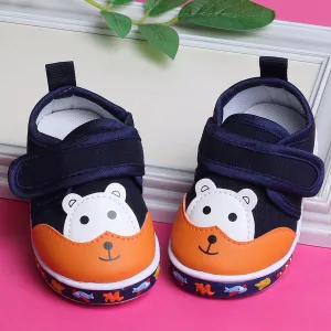 Baby Moo Blissful Bear Velcro Strap Anti-Skid Chu Chu Sound Sneakers - Navy Blue