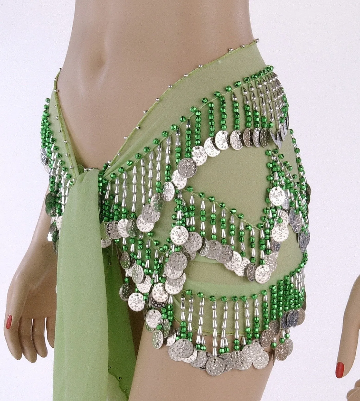 Belly Dance Chiffon Colorful Beaded Hip Scarf | DYNAMITE DUNES