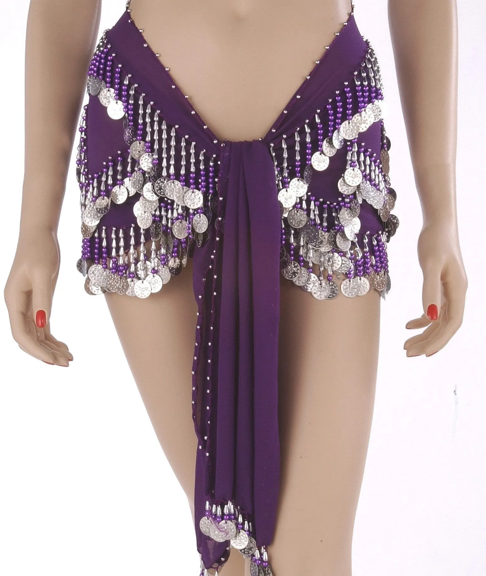 Belly Dance Chiffon Colorful Beaded Hip Scarf | DYNAMITE DUNES