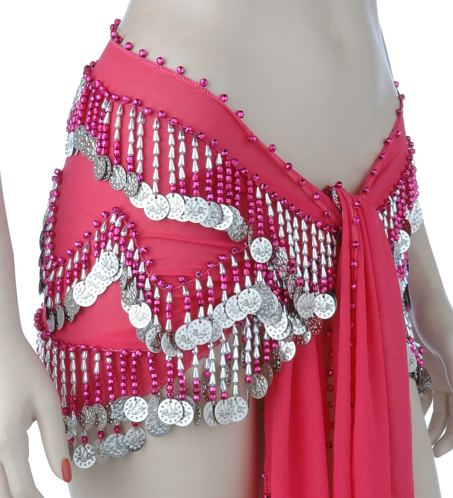 Belly Dance Chiffon Colorful Beaded Hip Scarf | DYNAMITE DUNES