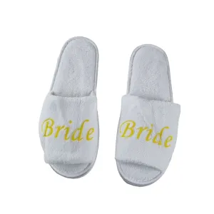 Bridal Slippers Wedding White Bright Yellow Gold - Bride To Be