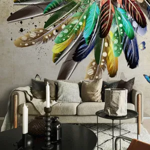 Custom Colorful Feather Wallpaper Mural (㎡)