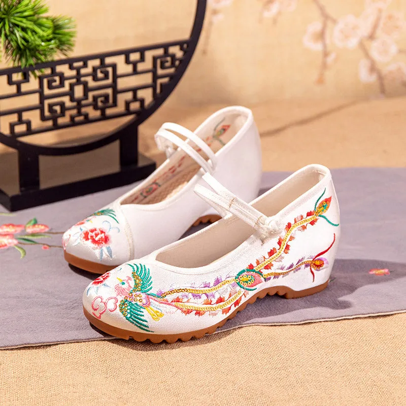 Handmade Golden Phoenix Embroidery Retro Vintage Embroidered Shoes