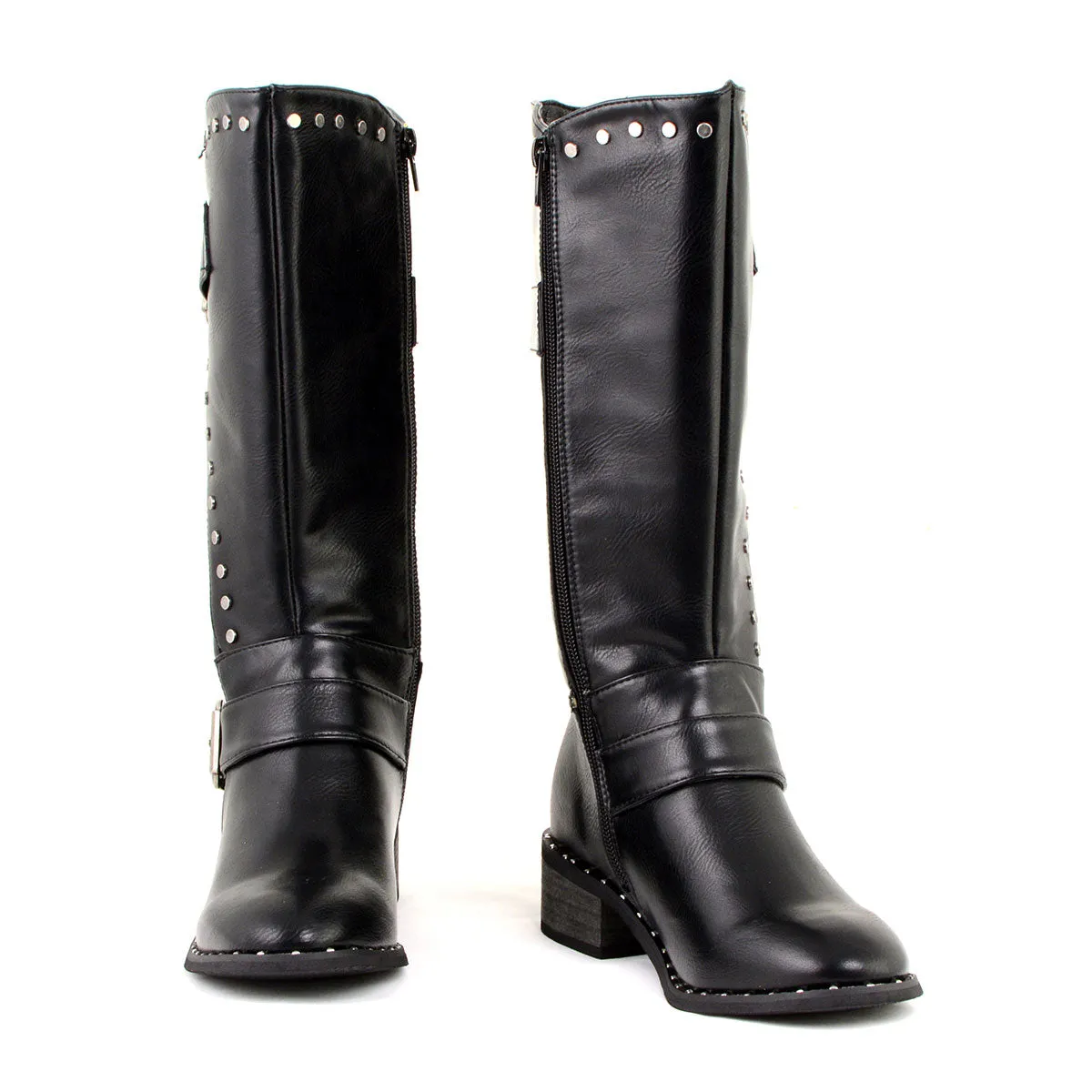 Milwaukee Leather MBL9423 Women's Black Studded Boots with Studded Outsole