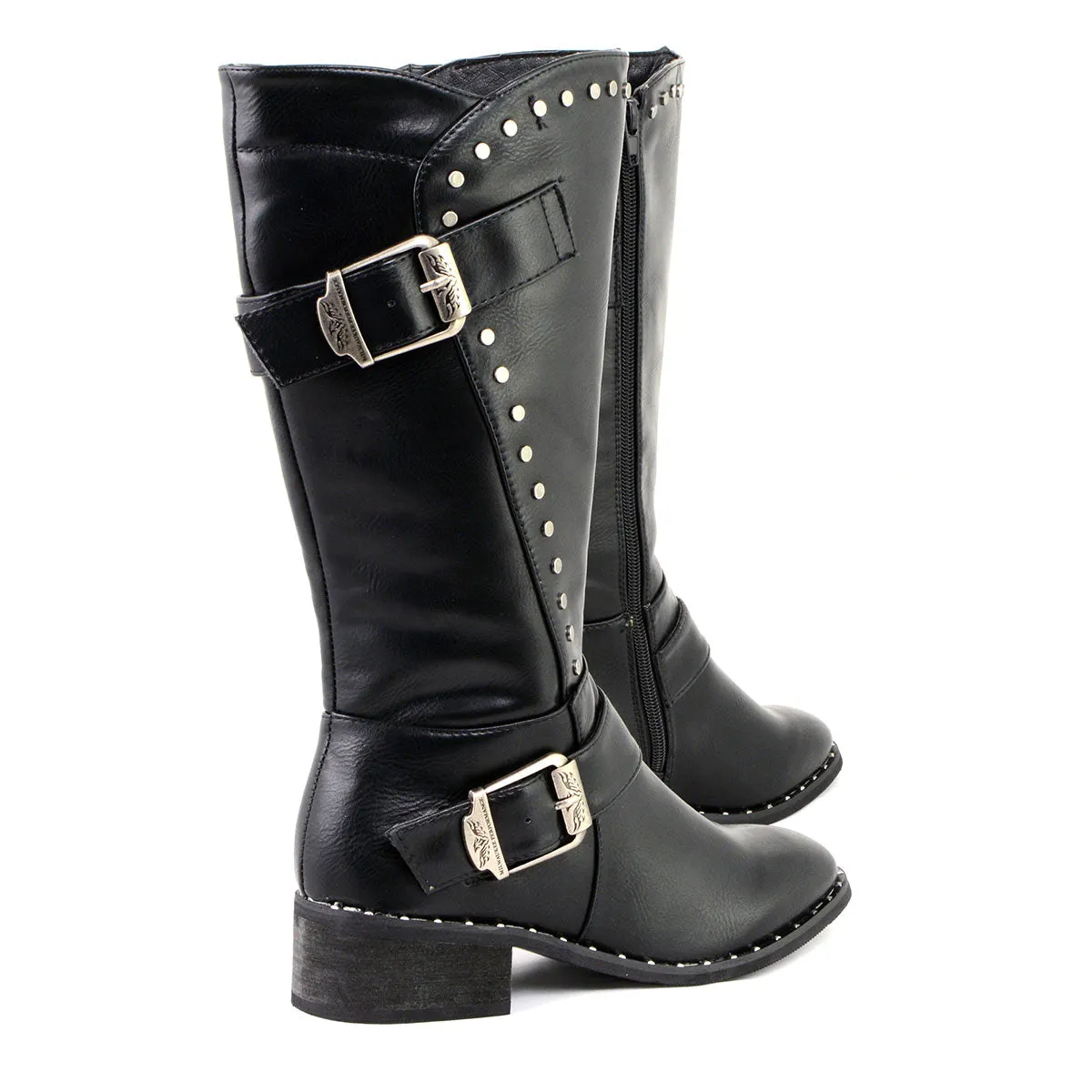 Milwaukee Leather MBL9423 Women's Black Studded Boots with Studded Outsole