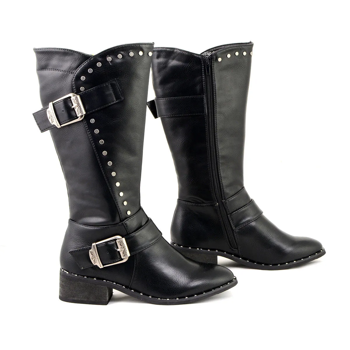 Milwaukee Leather MBL9423 Women's Black Studded Boots with Studded Outsole