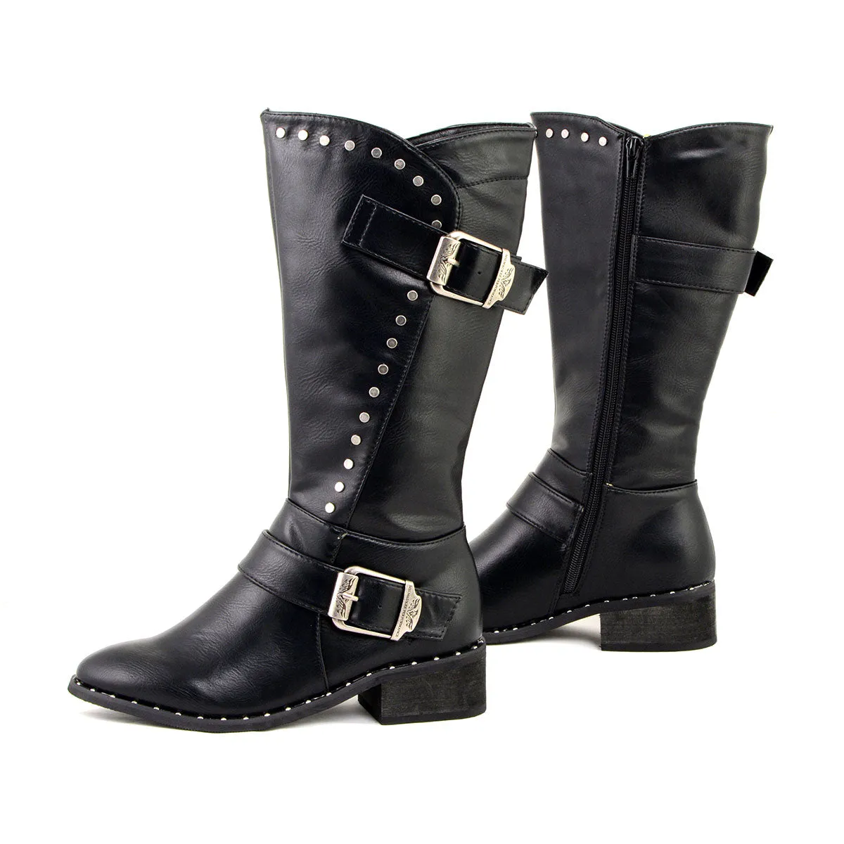 Milwaukee Leather MBL9423 Women's Black Studded Boots with Studded Outsole