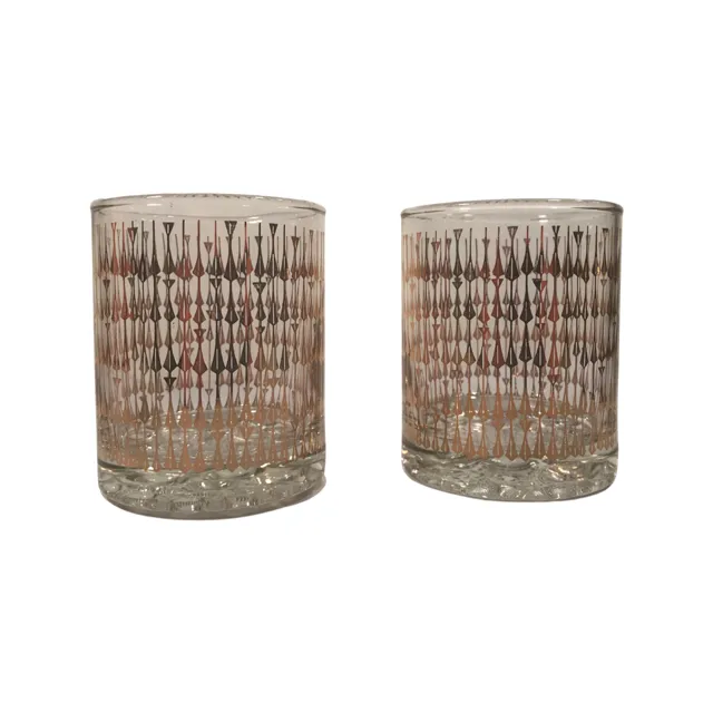 Retro Gold Elongated Diamond Glasses (Set of 2)