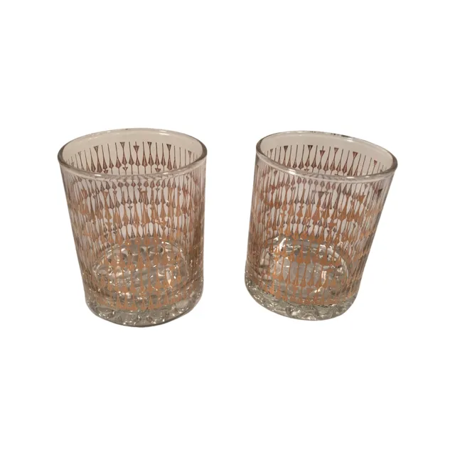 Retro Gold Elongated Diamond Glasses (Set of 2)