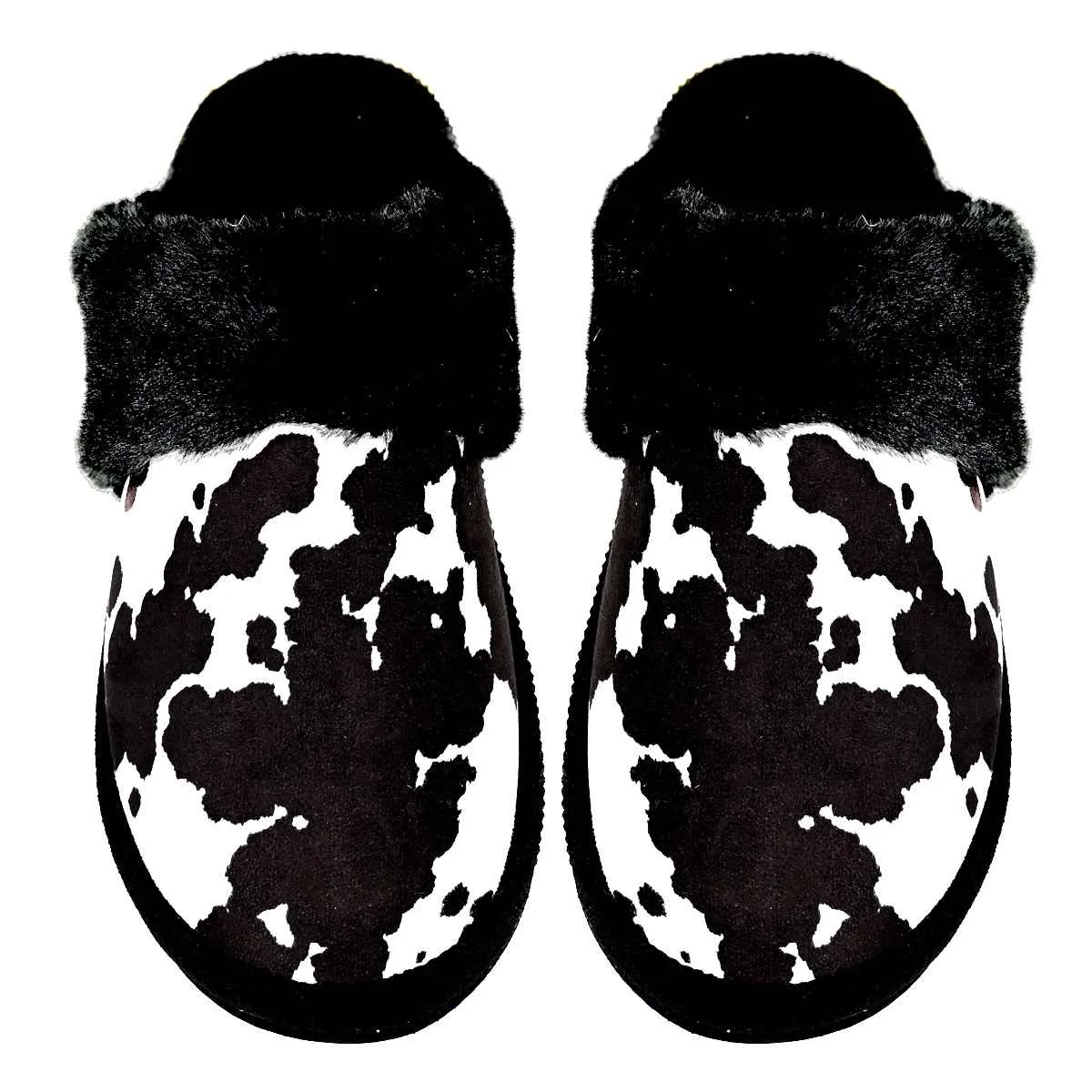 SPE0001 Cow Print Furry Slippers