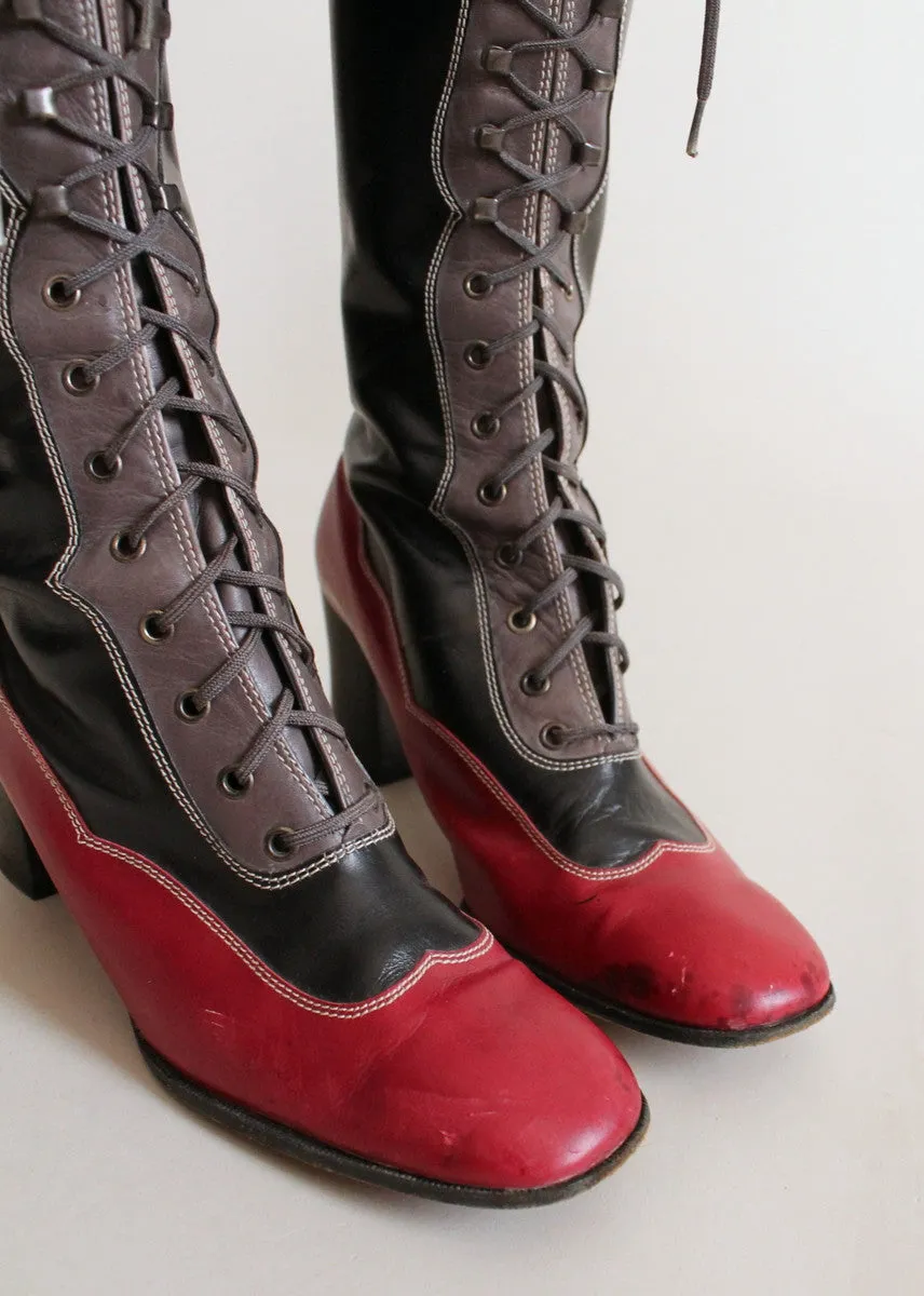 Vintage 1970s Yves Saint Laurent MOD Lace Up Boots