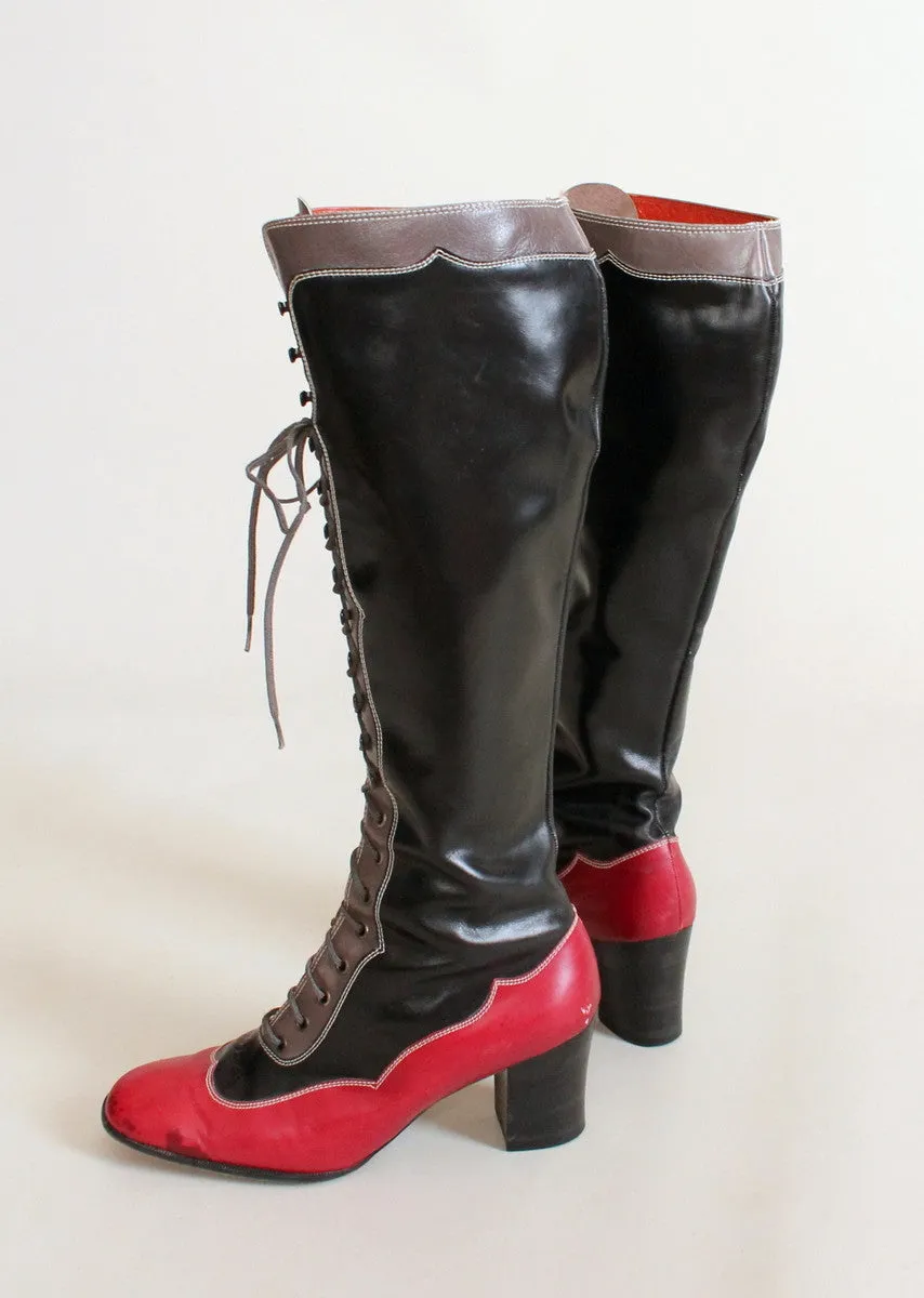 Vintage 1970s Yves Saint Laurent MOD Lace Up Boots